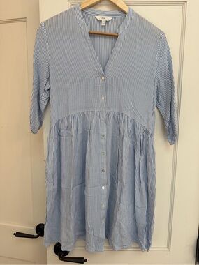 EUC RIPE Sam Stripe Dress Sky Blue / White PREPPY MATERNITY DRESS SIZE XS